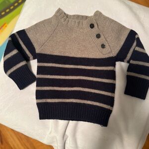 JoJo Maman Bebe Gray and Navy Striped Sweater